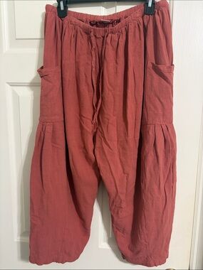 Tarse Boho Women's Relaxed Harem Pants - Dusty Rose/Coral